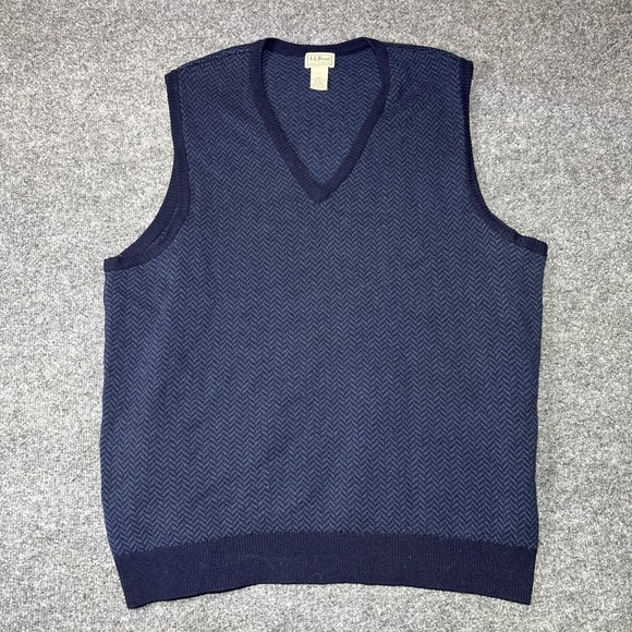 L.L. Bean Other - LL Bean 100% Lambs Wool Blue V neck Sweater Vest Mens XL Tall